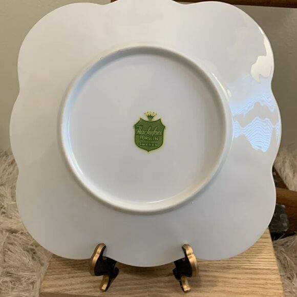 Vintage Hackefors Sweden Porslin Square Scalloped Fruit Design Plate - Picture 12 of 17